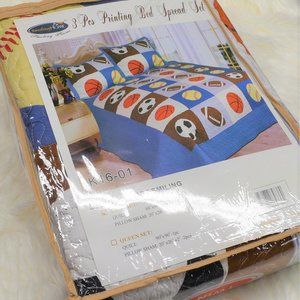 Kids Twin Size Quilted Comforter + 1 Sham Sports